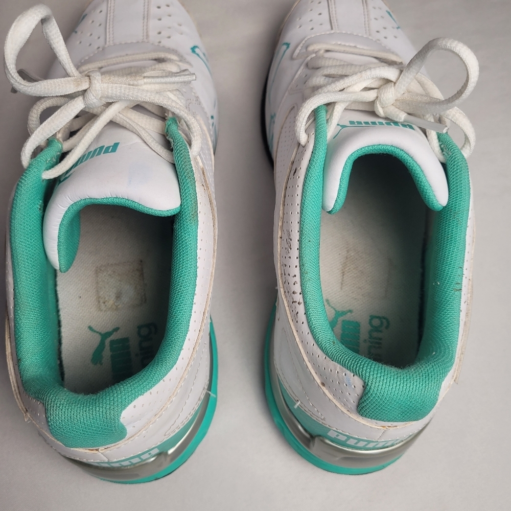 Puma White & Teal Running Shoes Women's Size 9.5 - Picture 9 of 10